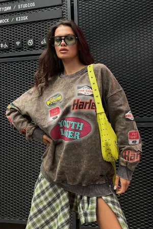 Casual Long-sleeved Distressed Sweater