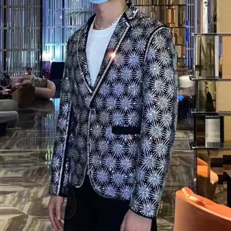 Geometric Heavy Rhinestones Blazer