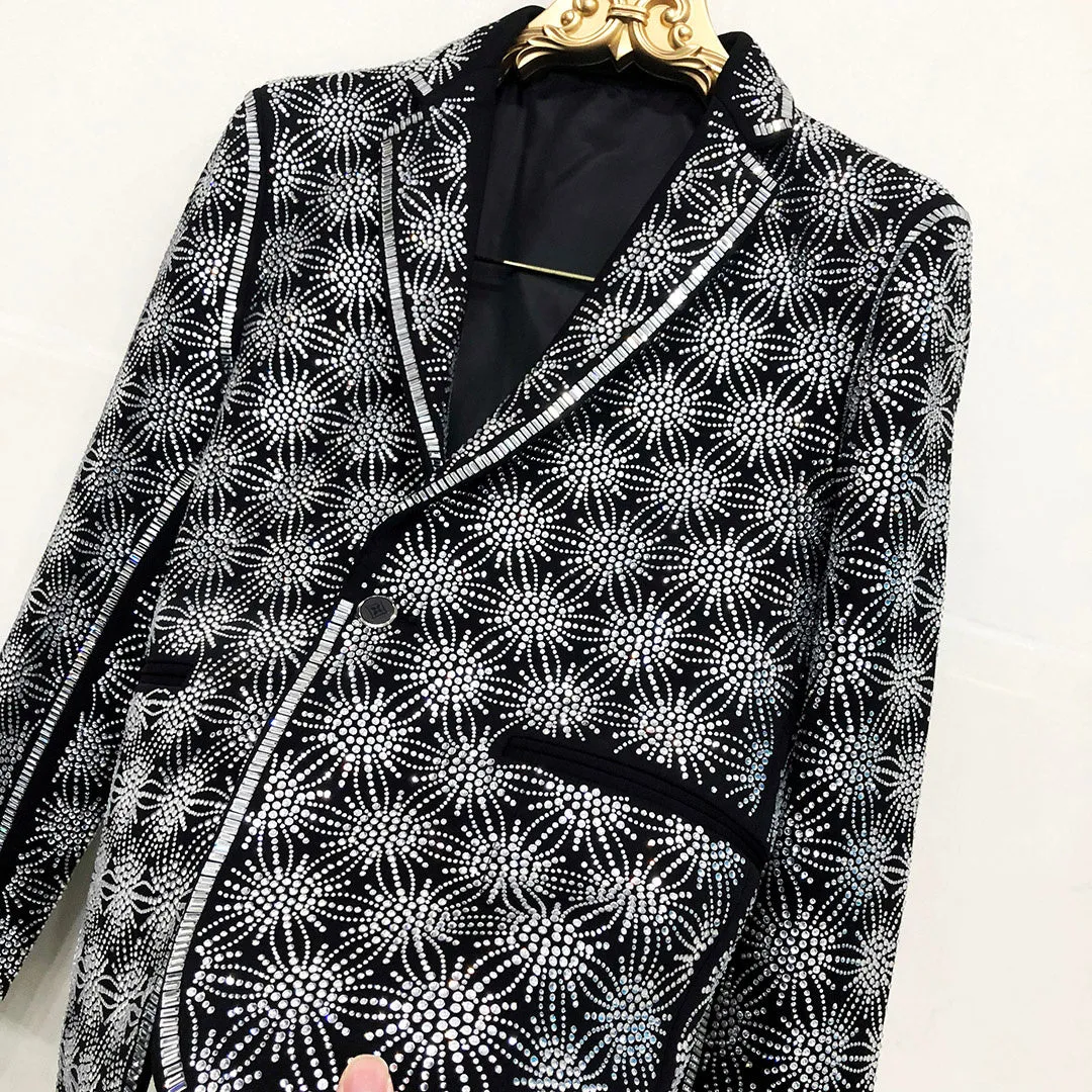 Geometric Heavy Rhinestones Blazer