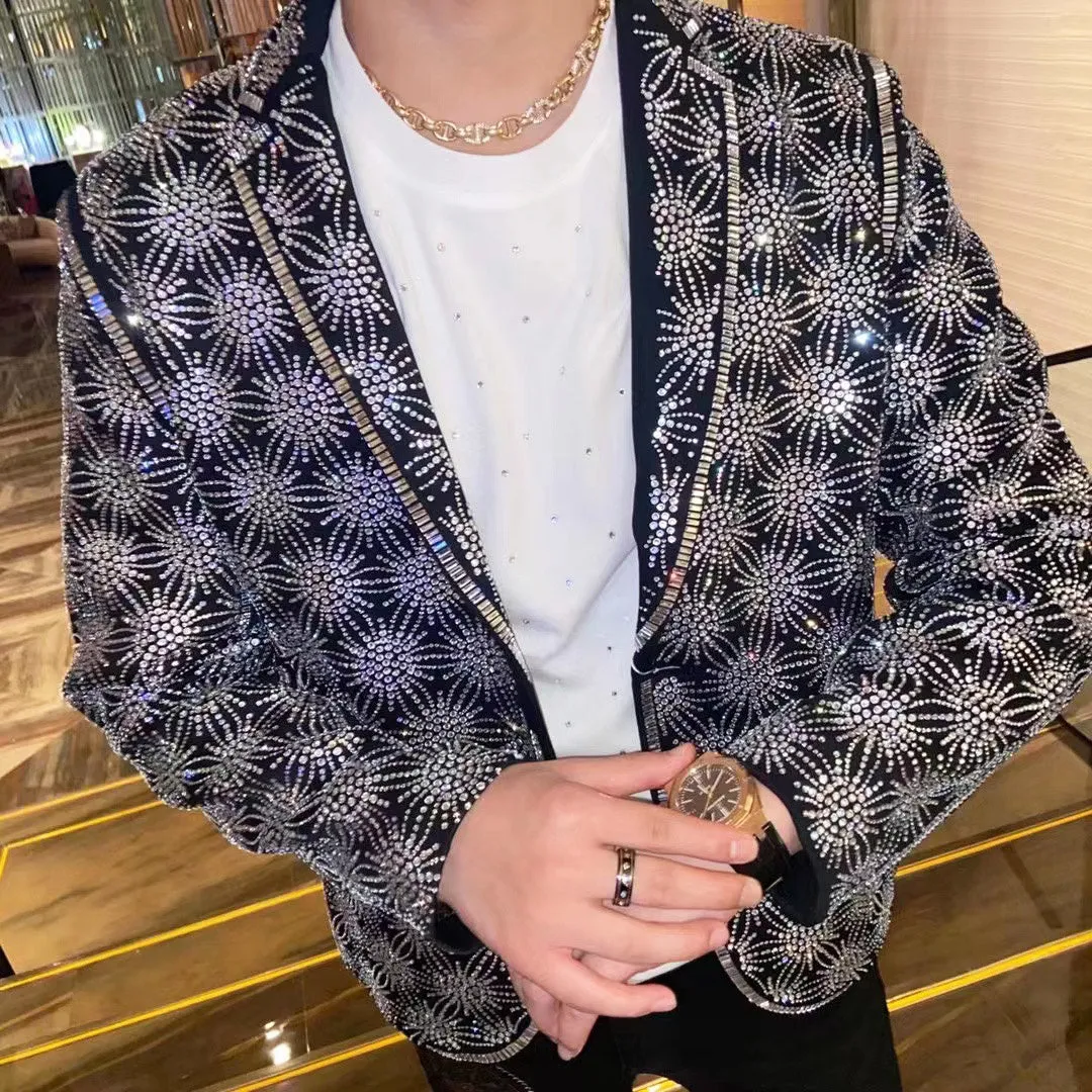 Geometric Heavy Rhinestones Blazer