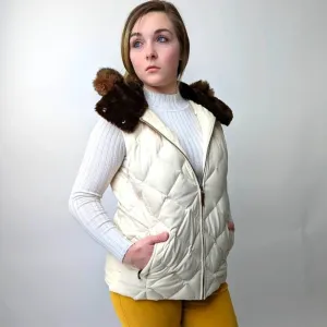 Lauren Ralph Lauren Creamy Quilted Hooded Puffer Vest