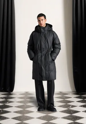 Matte Longline Puffer Coat - Black