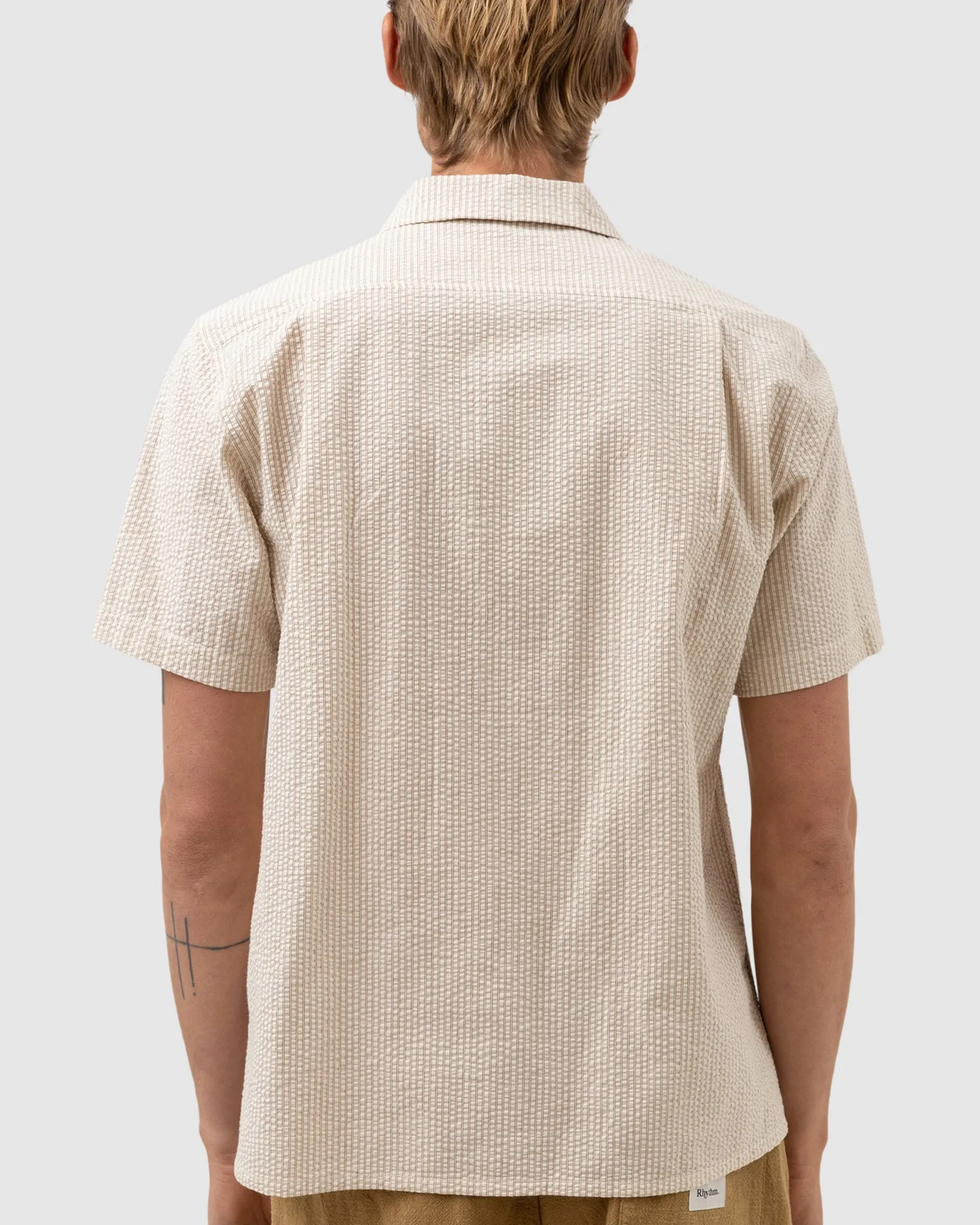 MENS SEERSUCKER STRIPE SHORT SLEEVE SHIRT