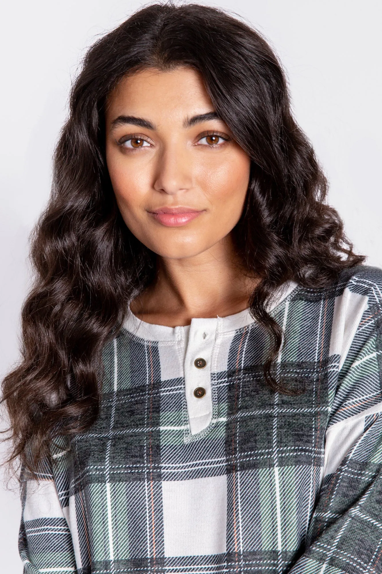 Plaid Henley Jammie Top