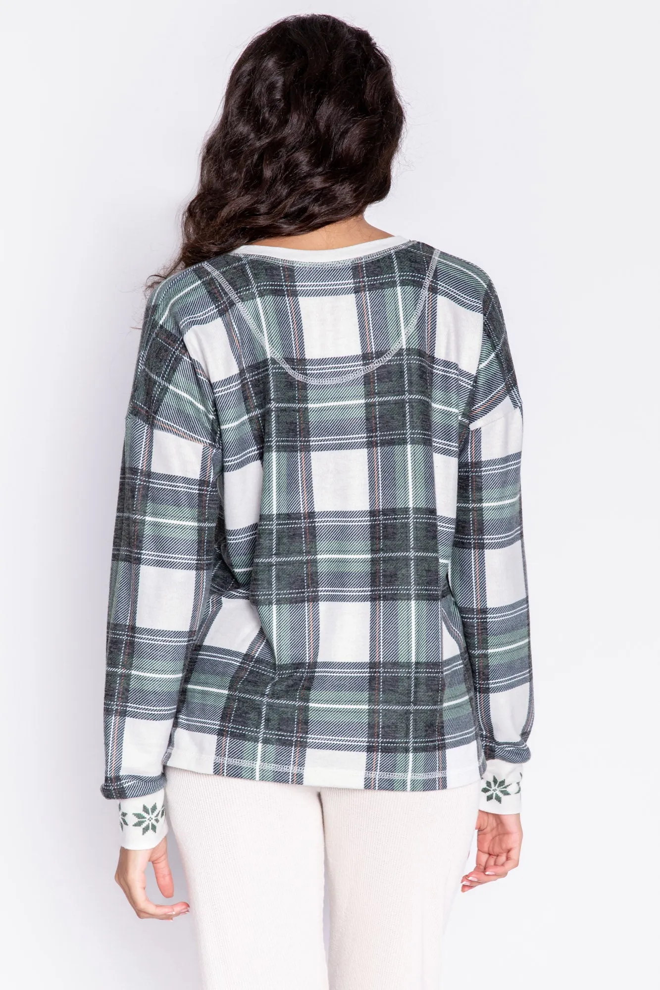 Plaid Henley Jammie Top