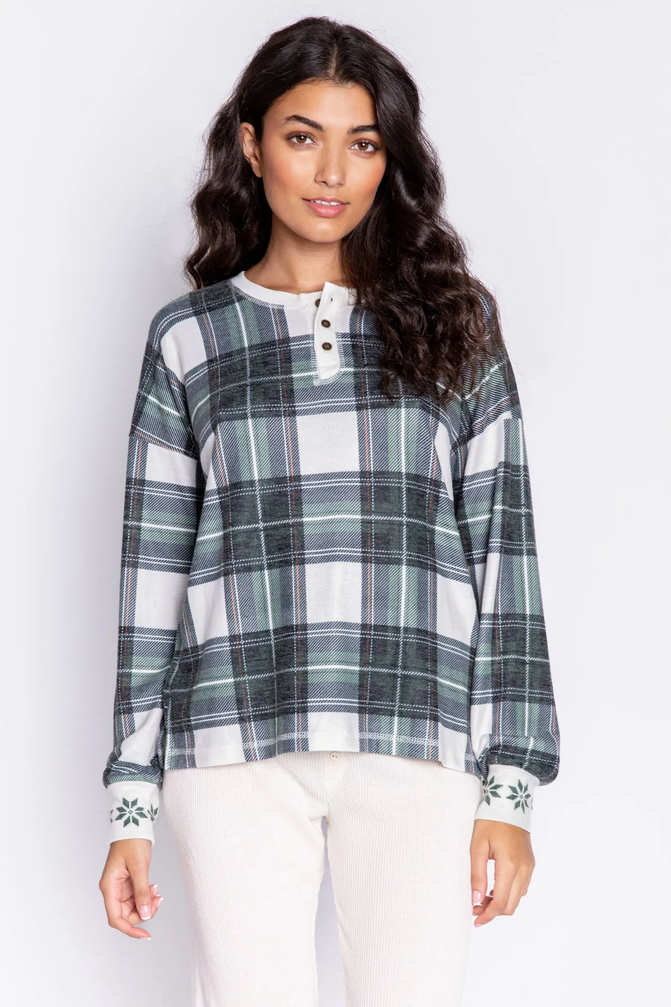 Plaid Henley Jammie Top