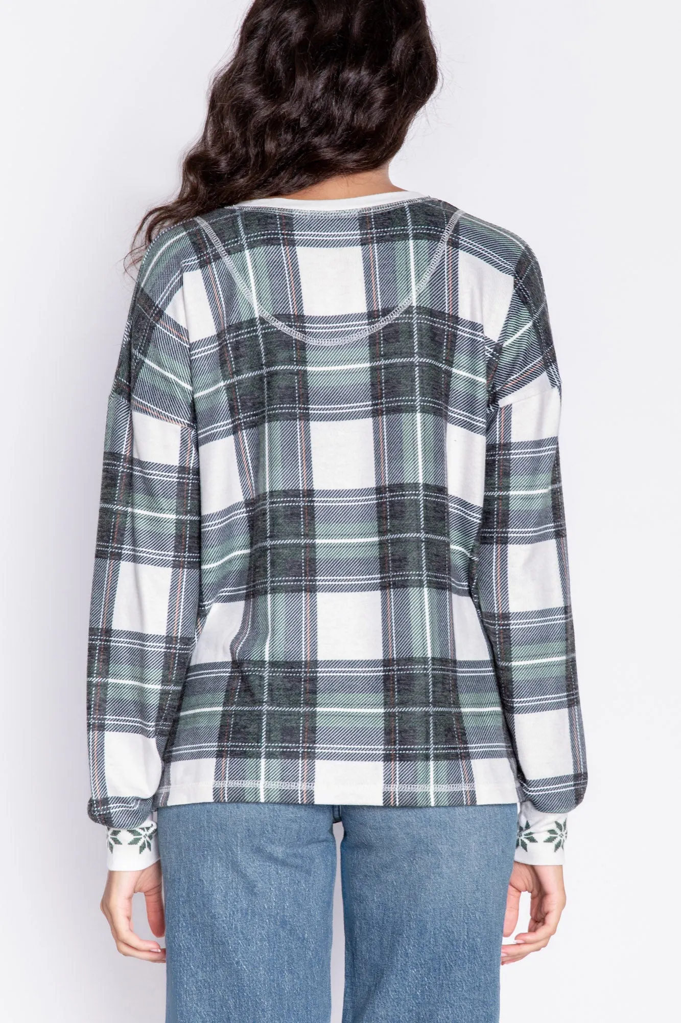 Plaid Henley Jammie Top