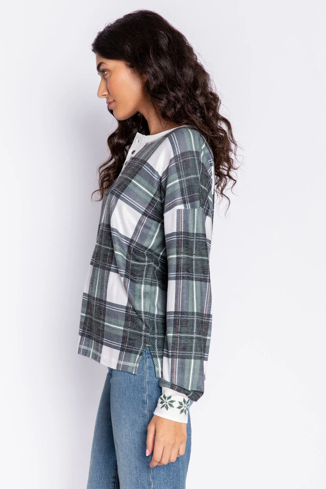 Plaid Henley Jammie Top