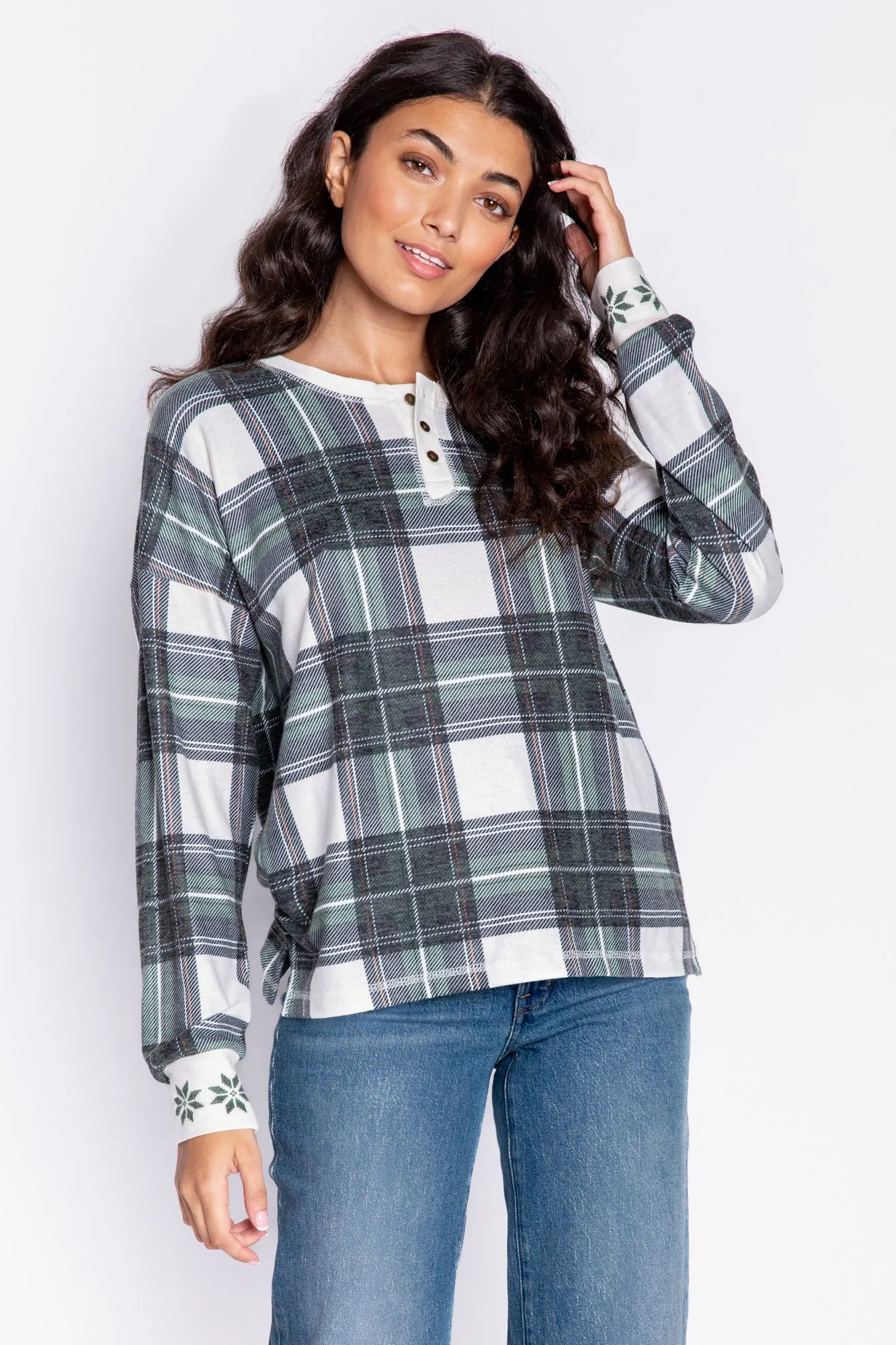 Plaid Henley Jammie Top