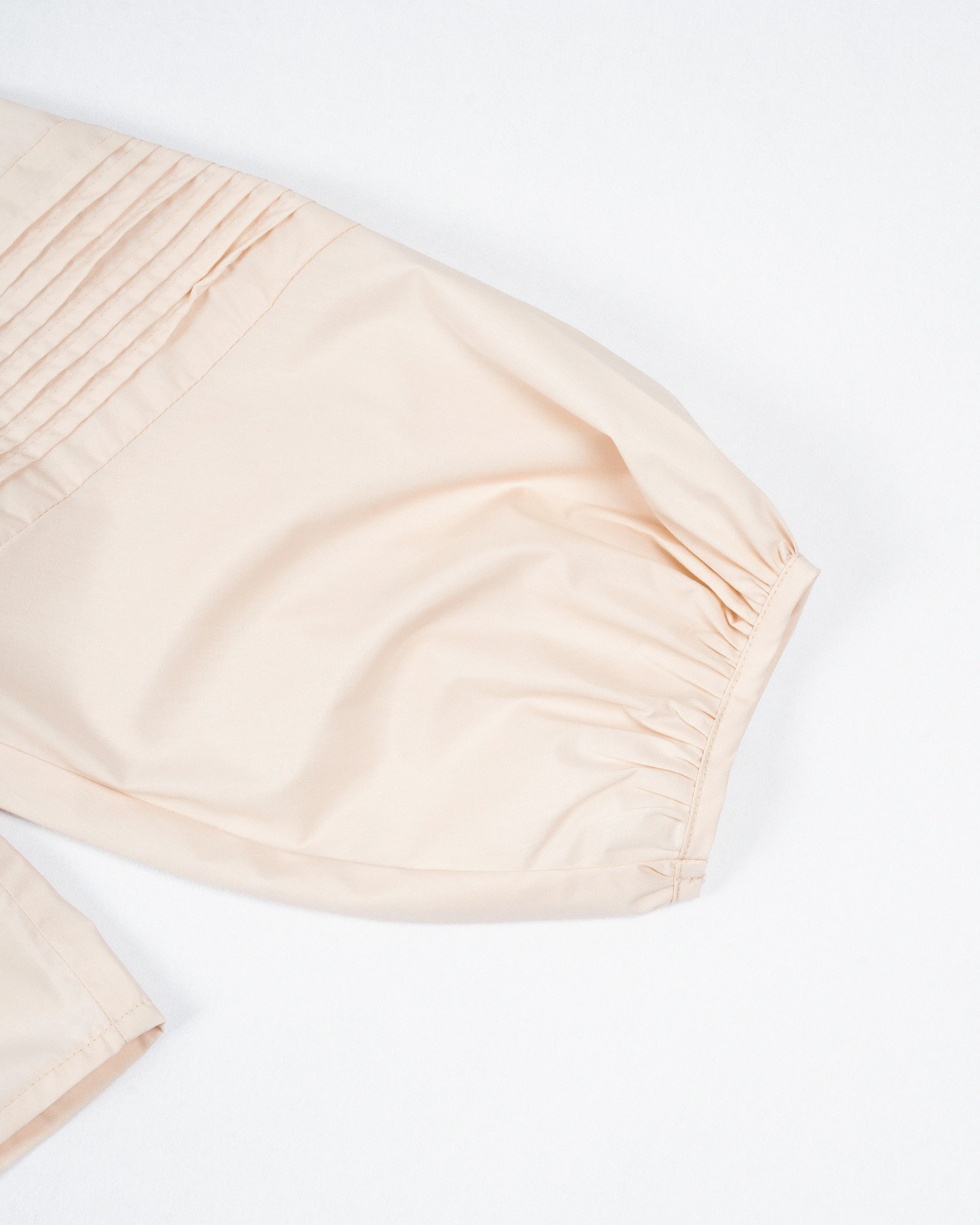 Pleats Long Sleeve Blouse (Beige)