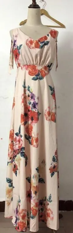 Sexy Sleeveless Floral Print Maxi Dress Two Patten