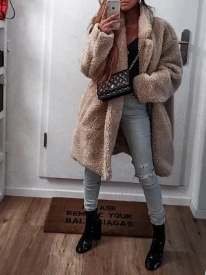 Solid Color Lapel Thick Warm Coat