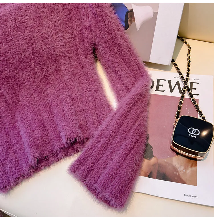 Solid Color Square Collar Bottoming Knitwear