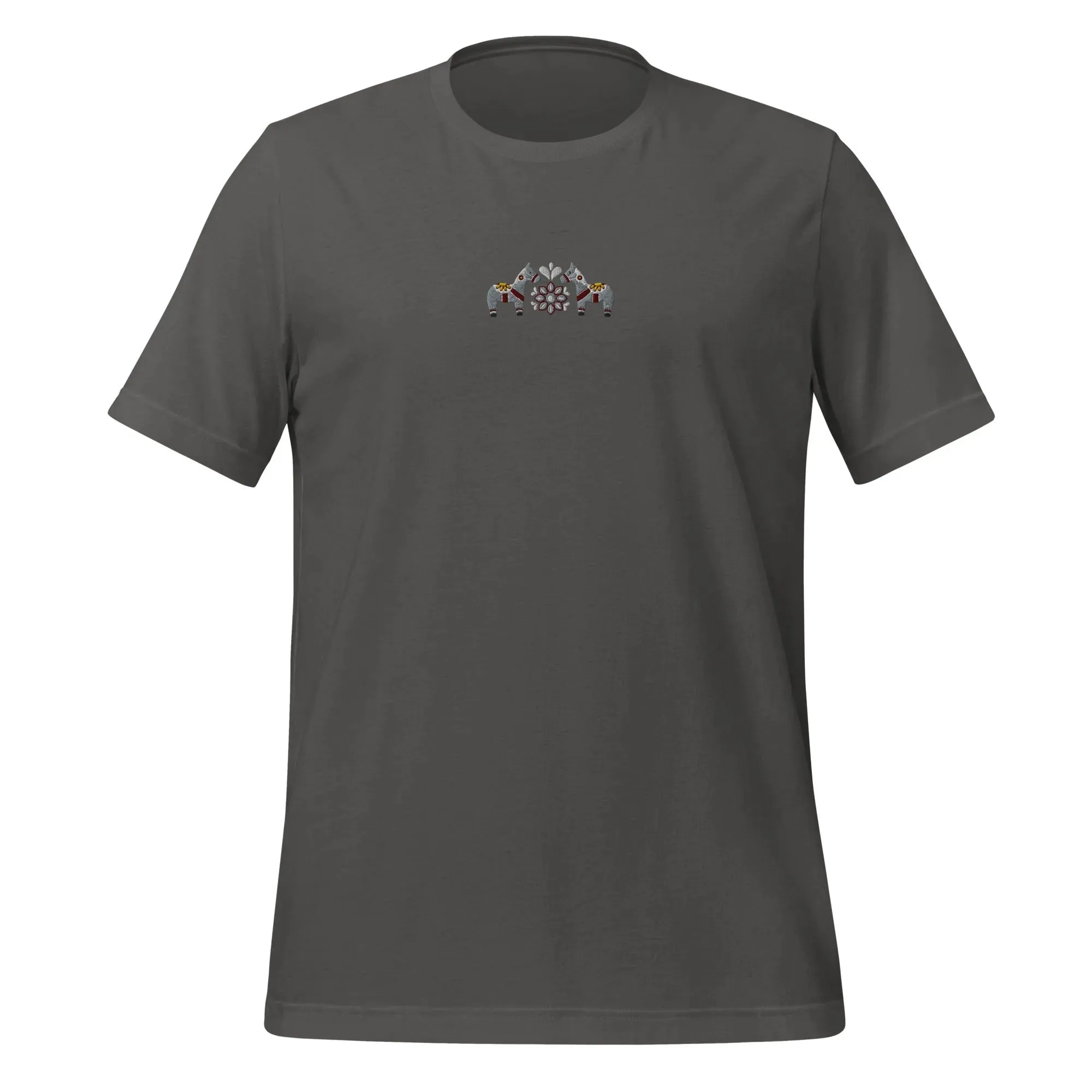 Swedish Gray Dala Horse Embroidered T-Shirt